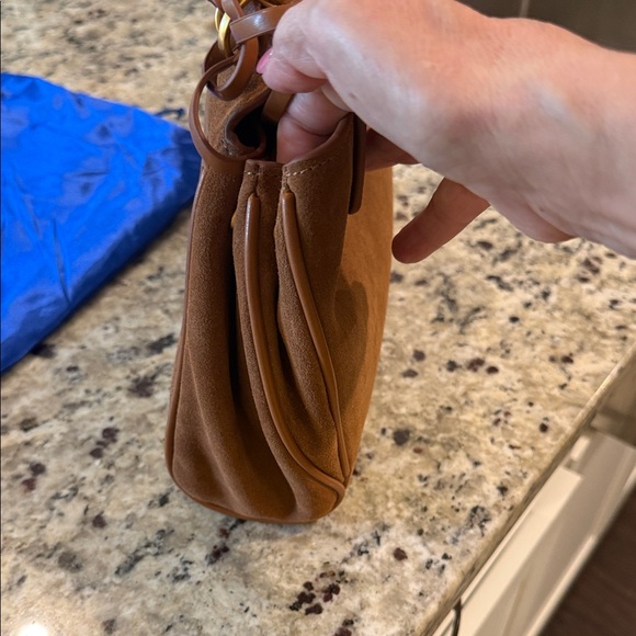 Verano Hill Brown Suede Shoulder Bag with Gold Hardware - Picture 5 of 7
